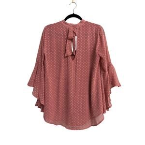 NWT Band of Gypsies Boho Blush French Dot Bell Sleeve Tunic Top Size Medium